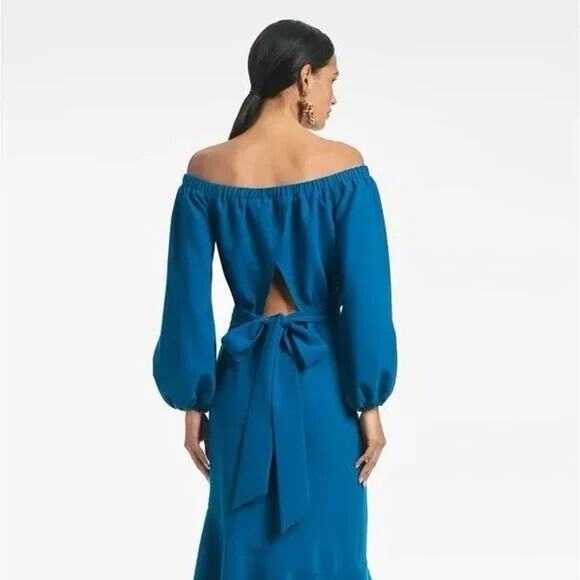 Sachin & Babi Kai Mermaid Off The Shoulder Dress in Moroccan Blue Sz 8 $475 - Picture 2 of 6